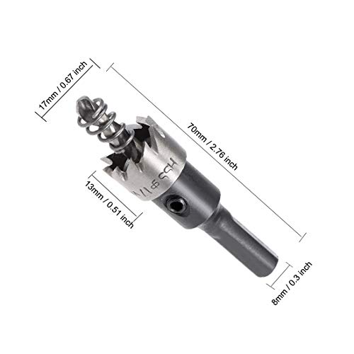 sourcingmap 17mm HSS Drill Bit Hole Saw for Stainless Steel Metal Alloy Wood, 17x13mm - Image 2