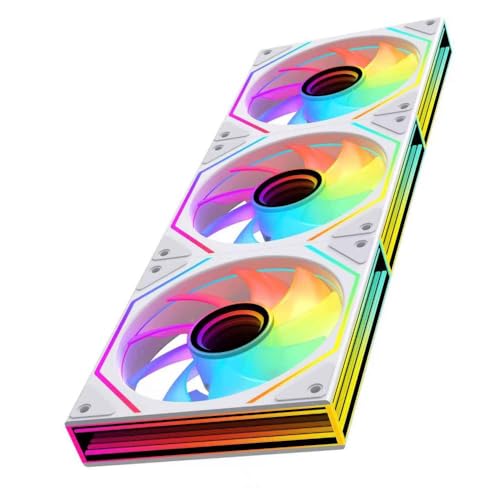 Image of Prism6 MAX X3 120mm ARGB PC Case Fan - 3-Sided Infinite Mirror & Axis Infinite Mirror Light Effect，800-1850±10% RPM 120mm PWM Case Fan for PC Case(Triple Pack White)