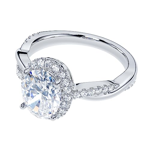 THELANDA Sterling Silver Petite Twisted Vine 1.5CT Oval Cut Genuine Moissanite Halo Engagement Ring Promise Ring3
