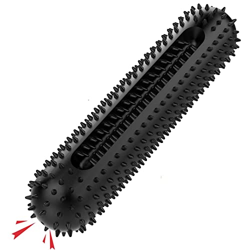 PETIZER giocattolo da masticare per cani, usato per masticare cani duri, giocattolo per cani al sapore di manzo, giocattolo per cani per la pulizia dei denti in nylon (nero)