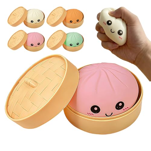 Mystery Squishy Dumpling Box, Dumpling Squishies Handmade Pressure Relief Balls, Easter Basket Stuffers, Dumplings Squishy for Stress Relief (Pink-2)