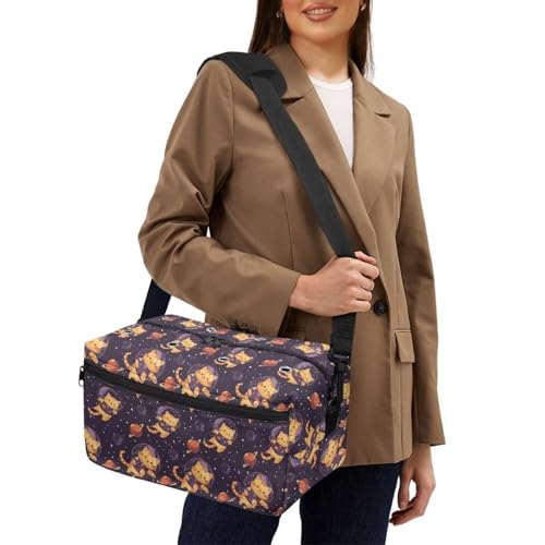Image of Drnuikhe Crochet Bag Portable Knitting Bag for Yarn Skeins, Crochet Hooks, Knitting Needle Wooly Kitten Print