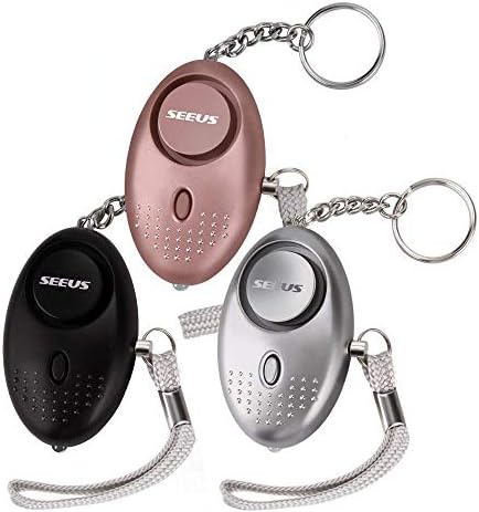 Personal Siren Alarm, SEEUS SOS Emergency Self Defense Security Sound Alarms Keychain Baton LED Light 140 dB Women Kids Elderly Night Workers Student Adventurer 3 Pack (Mixed Color)