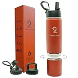 Insulated Water Bottle & Snack Container - Stainless Steel Water Bottle with Storage Compartment, 3 Lid Types BPA Free, Leak & Spill Proof Travel Bottle for Kids & Adults - Snack and Drink Cup