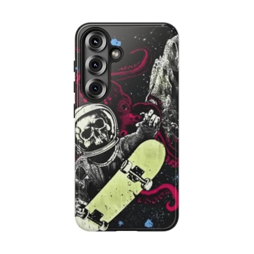Coque Samsung S25 Crâne Astronaute Anti-Rayures Coque Noire Brillante