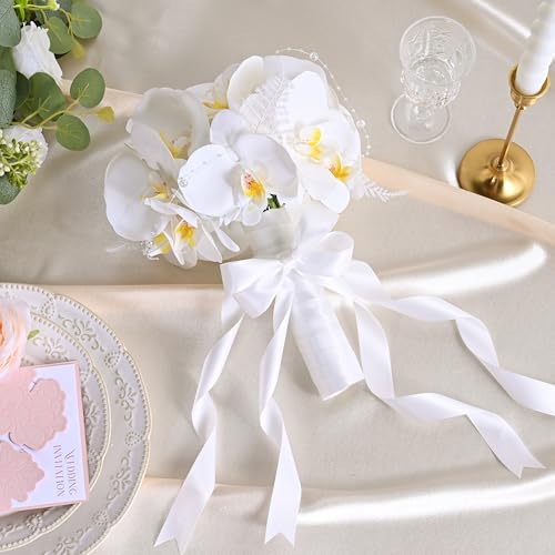 Image of White Double Face Satin Ribbon 1 inch X 50 Yards Spool Bright Colors Very Suitable for Weddings Gift Package Wrapping Dancer Wand Sewing Party Hair Bow Invitation Decorations and More