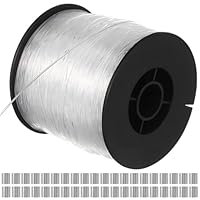 VILLCASE 200m Nylonfaden Transparent Reißfest mit 60 Aluminium-Crimpschlaufe – 0,8mm Durchsichtige Schnur Zum Aufhängen, für DIY Crafting, Angel, Basteln, Schmuck, Aufhängen