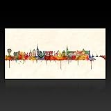 Hängefertig auf Keilrahmen Kunstbruder Flensburg Skyline (div. Größen) - Kunst Druck auf Leinwand - 50x100cm