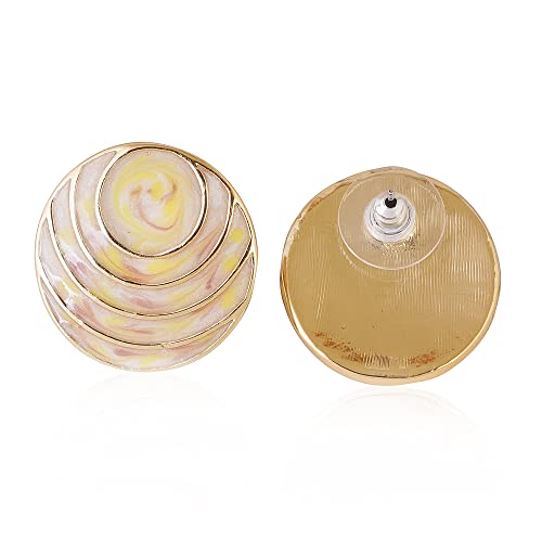 Beige Round Stud Earrings for Women