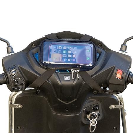 Image of Universal Handlebar Mobile Holder Pouch Bag, Waterproof Polyester Mount for Scooter Bike, Fits 7 Inches Phone, Black