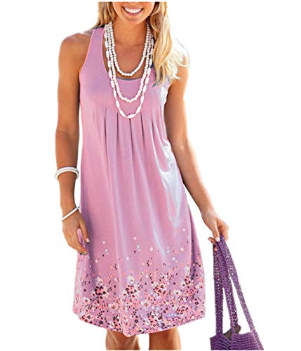 Image of AELSON Womens Summer Casual Sleeveless Mini Printed Vest Dresses