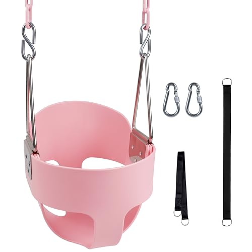 KINSPORY Toddler Swing, Full Bucket Baby Swing Seat & Iron Chains (Pink) by KINSPORY - Used condition - CA$25.24