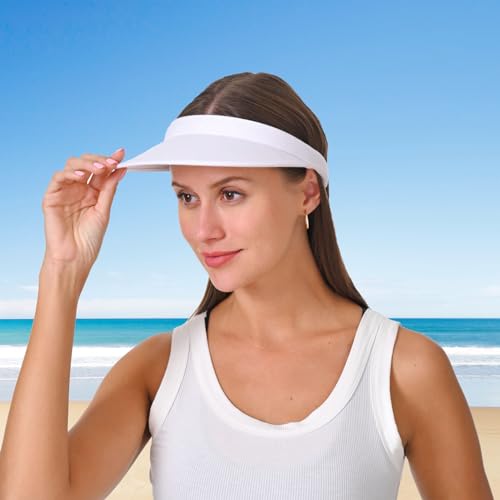 Image of 2 Pack Sun Visor Hats Women Men Clip On Wide Brim Visors Hat Outdoor Sports Golf Beach Travel Tennis Caps