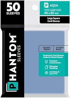10 Packs Phantom Sleeves: Aqua Size (80mm x 80mm) - Gloss Gloss (50) (Compatible with: Large Square) Display Case