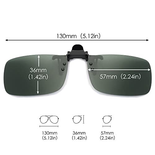 JM Polarized Clip on Sunglasses Frameless Flip Up Lens for Prescription Glasses Green2