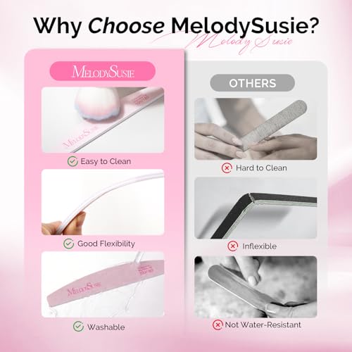 MelodySusie Nail File Kit, 7Pcs Double Sided 100/180 Grit Mixed-Shape Emery Boards for Nails, Professional Manicure Pedicure Supplies for Home and Salon Use, Pink & Purple