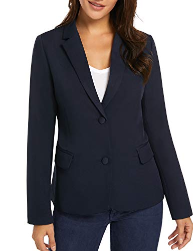 Luvamia Women's Long Sleeve Formal Notch Lapel Button Down Blazer Pockets Jacket Ladies Jackets Navy Blue Suit For Women Light Blue Blazer Women Navy Blue Size Xl #TOP5