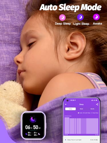kids smart watch girls boys smart girls watch for kids smart watch gifts for 4-16 years old with sleep mode multiple sports modes pedometer birthday gift for boys girls purple