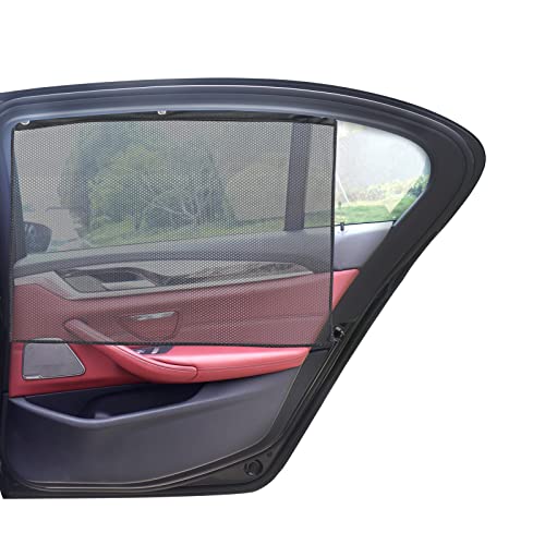 Rajvia Pare-Soleil Voiture Bébé de Fenêtre Latérale en Maille Extensible avec Ventouse Forte, Universel, Protection UV, pour Enfants, Animaux de Compagnie, Noir, 2PCS Cover