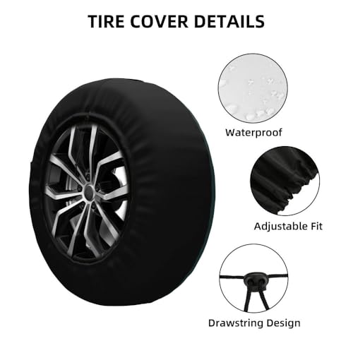 Image of Custom Spare Tire Cover with Picture, Customize Wheel Cover with Logo Personalized Waterproof Dust-Proof Polyester Tire Protectors for Trailer RV SUV All Vehicle, DarkSlateGray