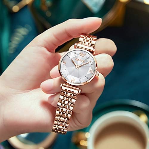 OLEVS Ladies Watches Japanese Quartz Rose Gold Crystal Stainless Steel Fashion Women Wrist Watch Waterproof Luxury Dress