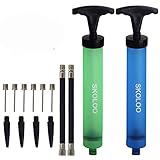 SKOLOO (2パック10インチ ポータブルハンドエアボールポンプインフレーターキット ニードル付き ノズル 延長ホース サッカー バスケットボール フットボール バレーボール ウォーターポロ ラグビー エクササイズボールバルーン、ブルー&グリーン