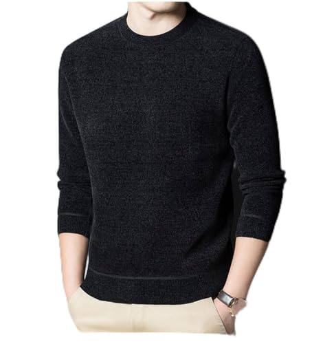 Pull homme chaud noir col rond idéal pour le bureau en hiver