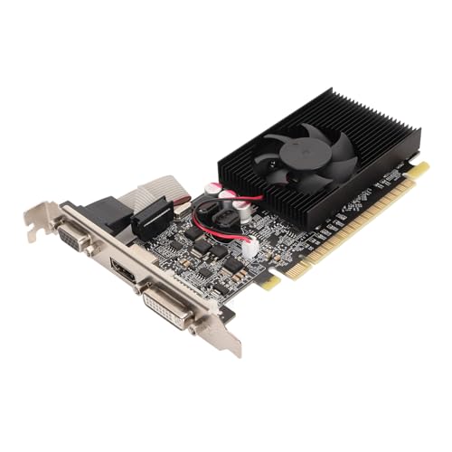 2GB Graphics Card, 64bit DDR3 Computer Video Card, VGA/DVI/HDMI Interface, Desktop GPU for Business Use, Single-Fan Design