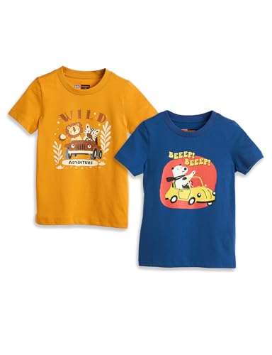 Image of Amazon Brand - Symbol Boys 100% Cotton Graphic Printed Half Sleeves T-Shirt | Age 2-6 Years