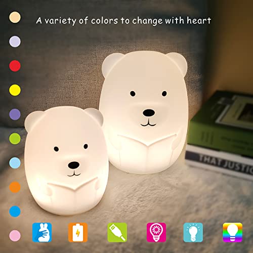 Ledholyt Kids Night Light,Cute Smart Bear Silicone Nursery Lamp For Baby And Toddler,10 Vibrant Colors 3 Modes Animal Night Light For Kids Room And Bedroom(With Remote, Small Reading Bear) #TOP2