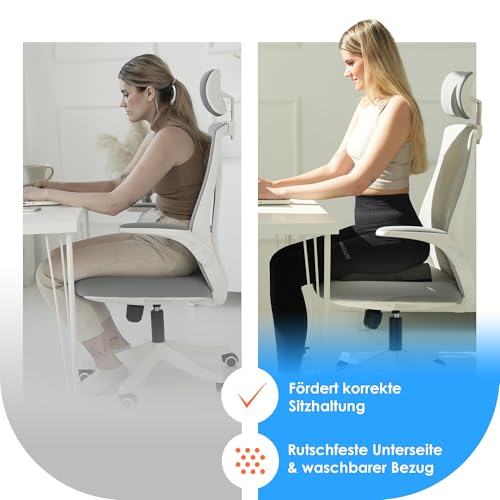 DYNMC you Keilkissen Stuhl - Test SEHR GUT - Sitzkissen Stuhl - Mit Physiotherapeuten Entwickelt - Ergonomisches Sitzkissen Bürostuhl - Sitzerhöhung Erwachsene Erhöht Sitzkomfort im Home Office