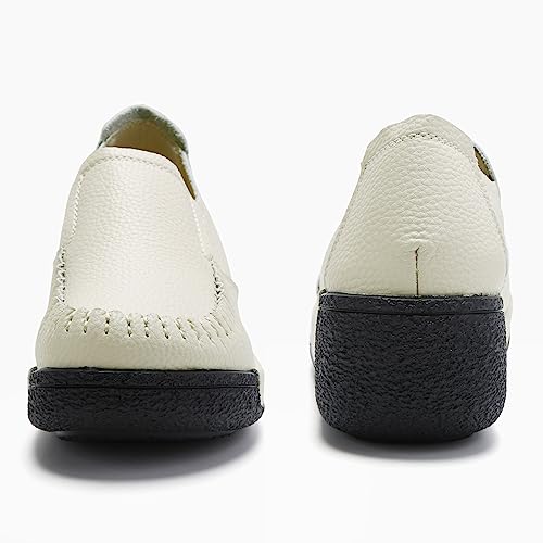 Image of UZB Women's Slip On Loafer Leather Comfort Casual Platform Shoes