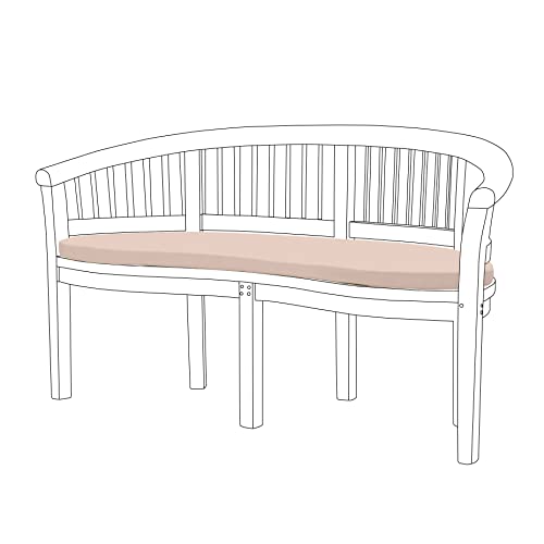 Gardenista Cojín curvo para banco de jardín, 138 x 50 cm, grueso, resistente al agua, con lazos seguros, suave y cómodo para muebles de patio, cojín para asiento fácil de limpiar (piedra)