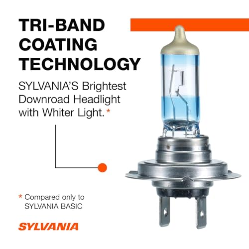 SYLVANIA - H7 SilverStar Ultra - High Performance Halogen Headlight Bulb, High Beam, Low Beam and Fog Replacement Bulb, Brightest Downroad with Whiter Light, Tri-Band Technology (Contains 2 Bulbs)