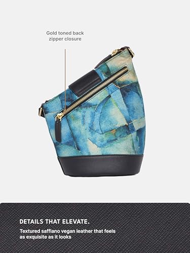 Image of ZOUK Women's Ardha Sling Bag | Black Vegan Leather Crossbody Bag | Asymmetric Silhouette| Adjustable Strap