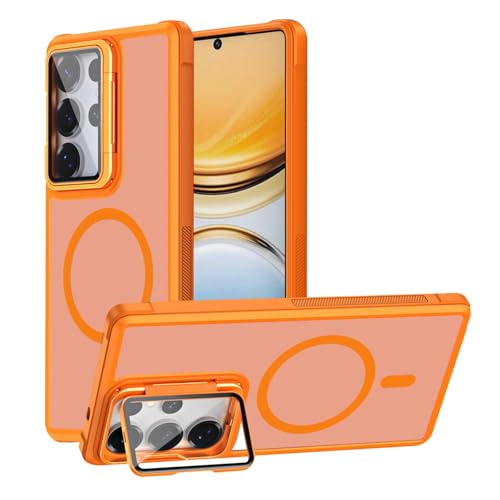 Étui pour Samsung S26 givré translucide haut de gamme orange magnétique