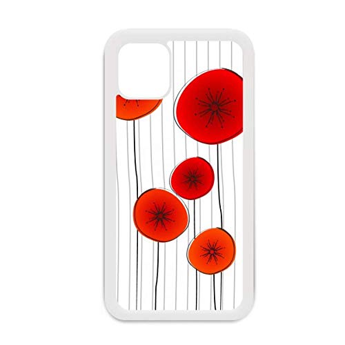 Coque iPhone 12 Pro Max blanche motif abstrait cercles rouges protection rigide