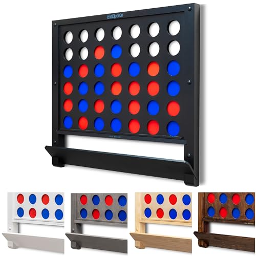 Image of GoSports Wall Mounted Giant 4 in a Row - Jumbo Four in a Row with Coins - Black