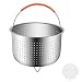 Produktbild Dämpfkorb Edelstahl, Stahlkorb Reiskorett Rice Cooker, Steaming Grid Pressure Cooker, Anti-Skalding Steamer Multi-Funktion, Gemüse Früchte Eier Fruchtreinigung Korb Edelstahl Dampfeinsatz