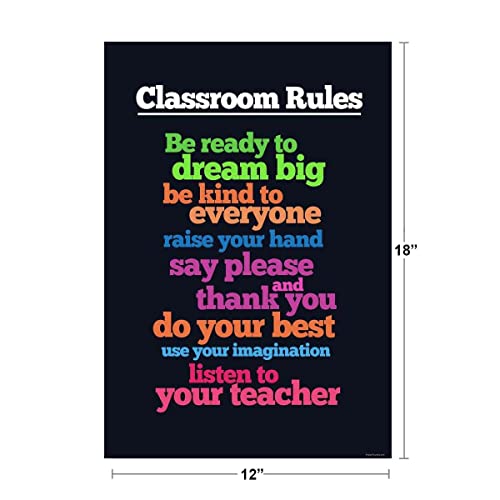 Image of Classroom Rules Be Ready To Dream Big Educational Rules Teacher Supplies For Classroom School Decor Teaching Toddler Kids Elementary Learning Decorations Cool Wall Art Print Poster 12x18