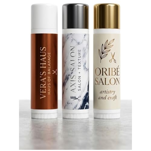Custom Salon & Spa Lip Balm with Personalized Labels | 100 Pack Bulk Promotional Lip Balm for Hair Salons, Nail Salons, Day Spas, Med Spas | Client Gift & Marketing