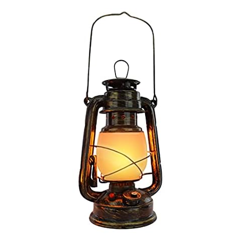 LANMOU Vintage Hurricane Lamp Rechargeable LED Battery Camping Lantern Retro Storm Lamp Outdoor Cordless Table Lamp Realistic Flame Light Hanging Oil Lamp with Dimmable Switch, 1800 mAh, Bronze Cover