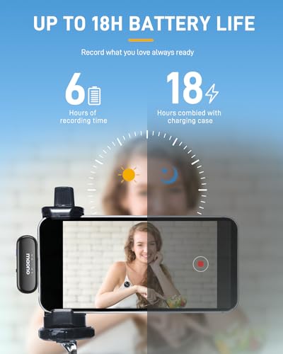 Image of MAONO Wireless Collar Mic for YouTube PC and Type C Mobile, Noise Cancellation Lapel mic with 6H Battery, 100m Transmission, Gain, Mute, Monitoring for YouTube, Vlogging, Podcasting (WM620-Black)