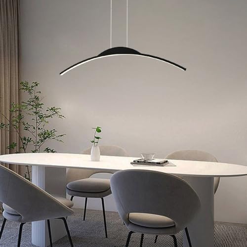 Lampe suspendue linéaire moderne LED à intensité variable chic pour îlot de cuisine
