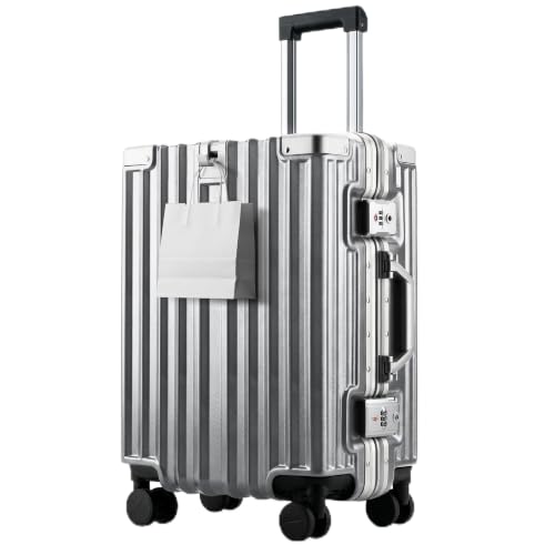 Image of Zipperless Luggage, 20 Inch Carry-On Suitcase | Airline Approved Carry-On 22x14x9, 9H Scratch PC Hardshell, Aluminum Frame, TSA Lock, 360 Spinner Wheels, Silver