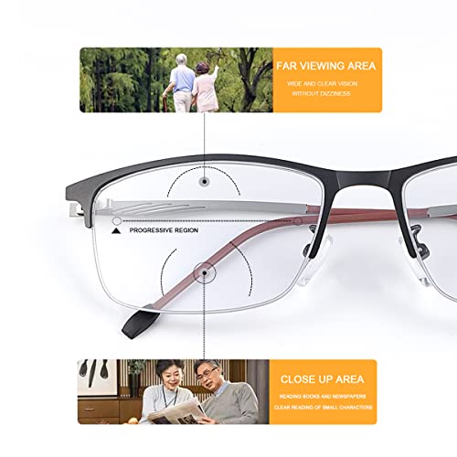 Image of Photochromic Progressive Multifocus Reading Glasses Spring Hinge UV Sun Readers Blue Light Blocking Eyewear Men Women