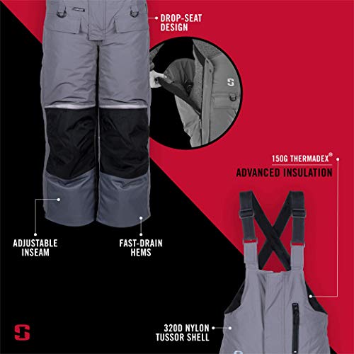 Striker Ice Women's Fishing Cold Weather Waterproof Prism Bibs, Gray, Size 12 #TOP1