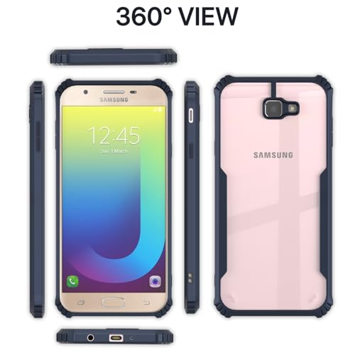 Image of Outlouders Back Cover for Samsung Galaxy J7 Prime | Ultra Hybrid Transparent | Full Camera Protection | Raised Edge | Crystal Clear Bumper Case (Blue)