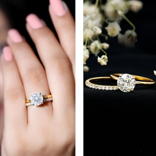Certified Moissanite Engagement Ring With Wedding Band, D-Vs1 Quality, Moissanite Bridal Band Sets - Ready To Gift2