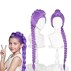 Purple Cosplay Wig for Girls and Women, Heat Resistant Hair for Cosplay Purple/Pink/Black Braid Wig Costume for Halloween